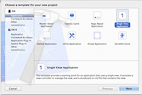 Choose a template for new new project