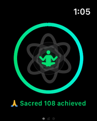 ChantFlow achievement screen showing Sacred 108 completion