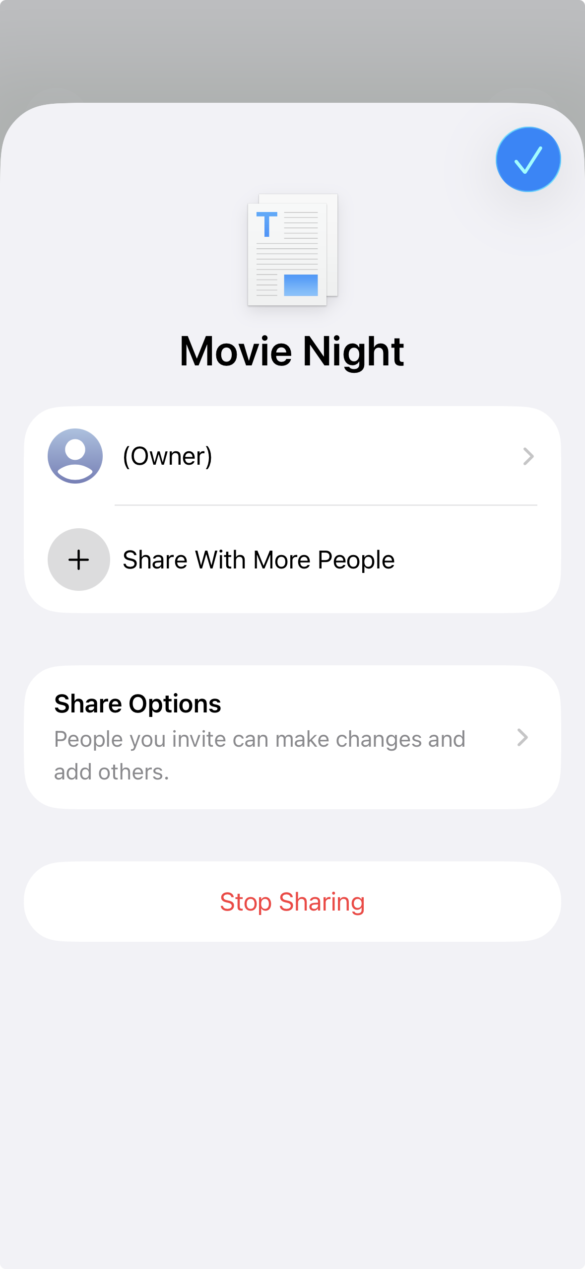 Share Group Screen