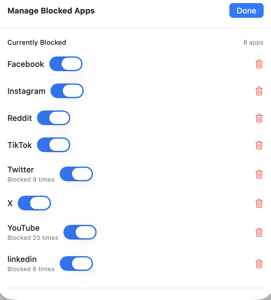 Manage Blocked Apps