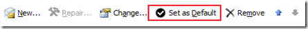Set as Default email account in Outlook 2013 and Outlook 2010